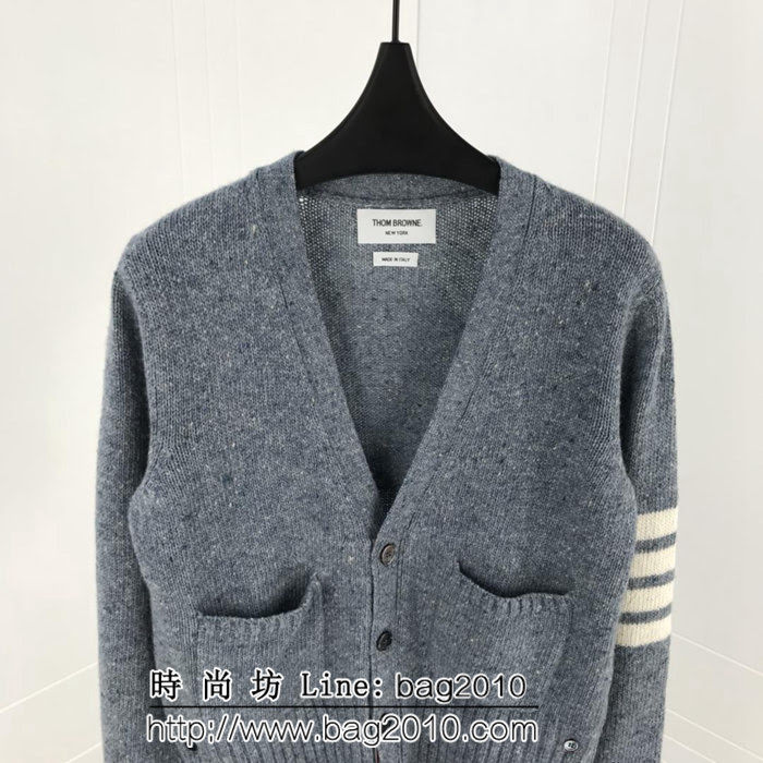 THOM BROWNE湯姆布朗 18ss秋冬新款 雪花踩點 100%羊毛 深灰色開衫毛衣 男女同款 ydi1910